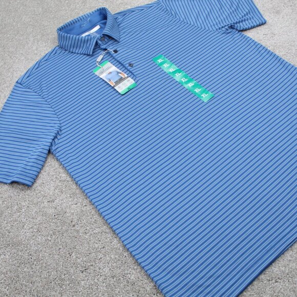 Greg Norman ML75 Polo Shirt NWT Mens XL Blue Striped Play Dry S/S Polyester - Picture 5 of 12